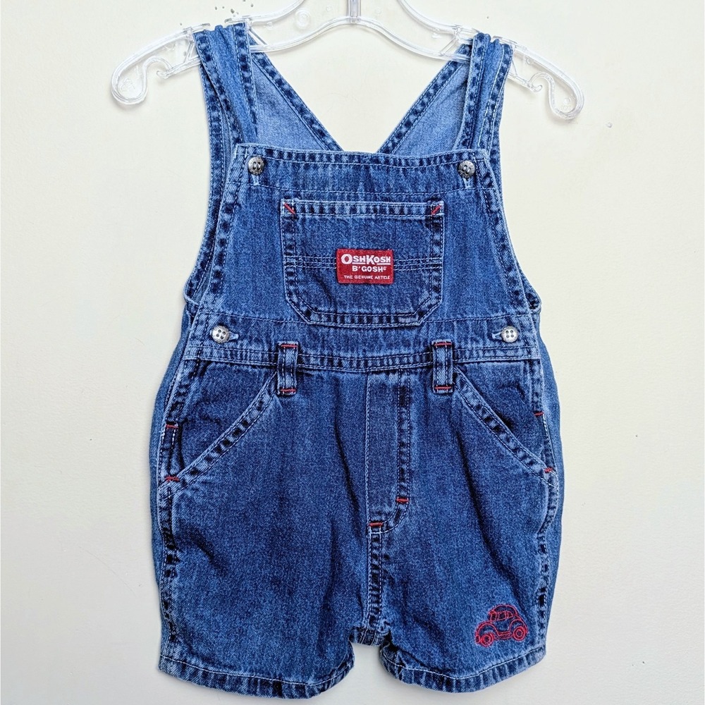 Vintage Osh Kosh B'Gosh Baby Embroidered Car Shortalls Overalls 90s‎ 3-6 Months